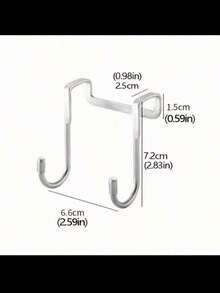 1/2pcs Stainless Steel Double S-Shaped Hooks, No Drilling Required, Back Door Cabinet Storage Hooks, Kitchen & Bathroom Use, Multi-Color, Kitchen Storage & Organization - View 2