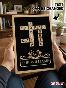 Catygift Custom Crossword Family Name Canvas Wall Art, Personalized Home Poster Decor, Sentimental Gift For Family Members - As Shown - View 4