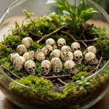 20pcs=1set Mini Skulls Halloween Mini Skeleton Skull Decorations, Creepy Resin Miniature Figurines, Small Skull Ornaments For Flower Pots Bonsai Garden Patio, Haunted House Party Bar Outdoor Decor - Multiple Styles - View 7