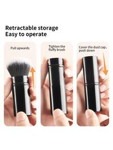 ronshadow 3pcs/2pcs Retractable Makeup Brushes With Protective Covers For Powder, Blush And Contour, Soft Bristles, Portable Makeup Tool - Multicolor - View 4