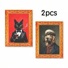 2pcs Wooden Photo Frame Refrigerator Magnets - Elegant Lady Pattern Fridge Decor, Home Decoration! - one-size - View 30