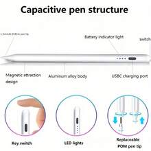 Universal Stylus Pen - Android Phone Tablet Capacitive Pen - Compatible With IPhone, Tablet Pen, Universal 2-In-1 Smart Drawing Stylus, Suitable For Capacitive Touchscreen, Compatible With IPad, Android Tablet, Apple Pencil, Windows And Phone - White - View 10