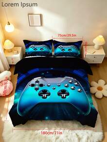 2/3PCS Neon Game Controller Black Gaming Print Bedding Set, Twin/Full/Queen/King Size Pattern Duvet Cover With Pillowcases Polyester All-Season For Children,Teenager,Boys And Girls Bedroom( No Filler) 100% Polyester - Multicolor - View 19