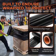 Extra Large Roll High Quality Black Stretch Film, High Toughness Puncture Resistant, Strong Stretchability, High Adhesion, Tight Wrapping Without Loosening, Can Fix Goods To Prevent Scattering And Bumping, Suitable For Industrial Packaging, Moving Packaging And Other Covering Wrapping Film, Waterproof, Dustproof, Stain-Resistant - 50cm*860ft - View 1
