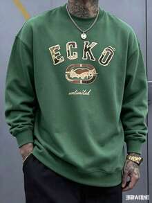 The Iconic ECKO Unltd Graphic Features A Bold Rhino Emblem With Urban Camouflage Lettering Symbolizing Strength Individuality Urban Culture   300g - 綠色5 - 查看 1