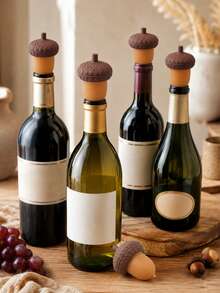 1pc Acorn Shaped Wine Bottle Stopper, Cute Autumn Wine Bottle Sealing Plug, Suitable For Red Wine, Beverage Bottles, Home Bar, Party, Birthday Table Decor - Multicolor - View 1