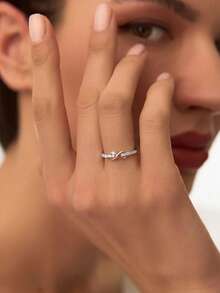1pc Silver Plated Zirconia 8-Shaped Fashion Ring, Eternal Elegant Women's Daily Accessory, Exquisite Jewelry Gift - Lucky 8 - View 4