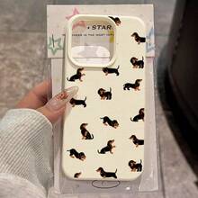 1 pieza Funda de teléfono TPU con cobertura total y diseño de perro salchicha transparente con efecto espacio - Multicolor - Ver 4