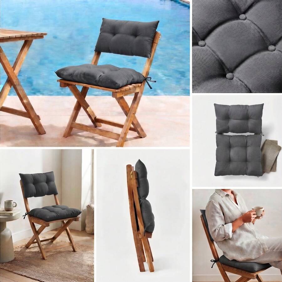 Premium Comfort Series: 1 Seat + 1 Backrest Plush Chair Cushion Set – Ergonomic Support - Dark Grey - View 1