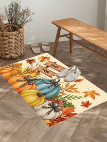 1/2pcs Thanksgiving Multi-Color Pumpkin Pattern, Vintage Diatomaceous Earth Mat, Super Absorbent, Non-Slip, Perfect For Bathroom, Kitchen And Dining Room, Quick Dry, Machine Washable, Perfect Gift For Home Decor And Bathroom Mat. - Multicolor - View 4