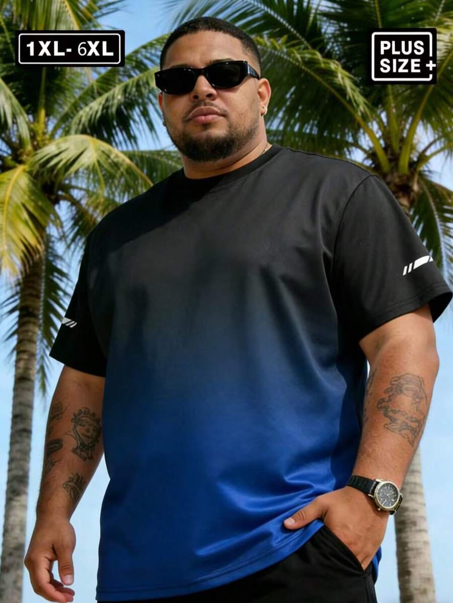 Men's Plus Size Casual T-Shirt, Suitable For Tall Plus Size Men, Breathable Quick-Dry, Suitable For Outdoor Sports, Fitness, Spring/Autumn/Summer