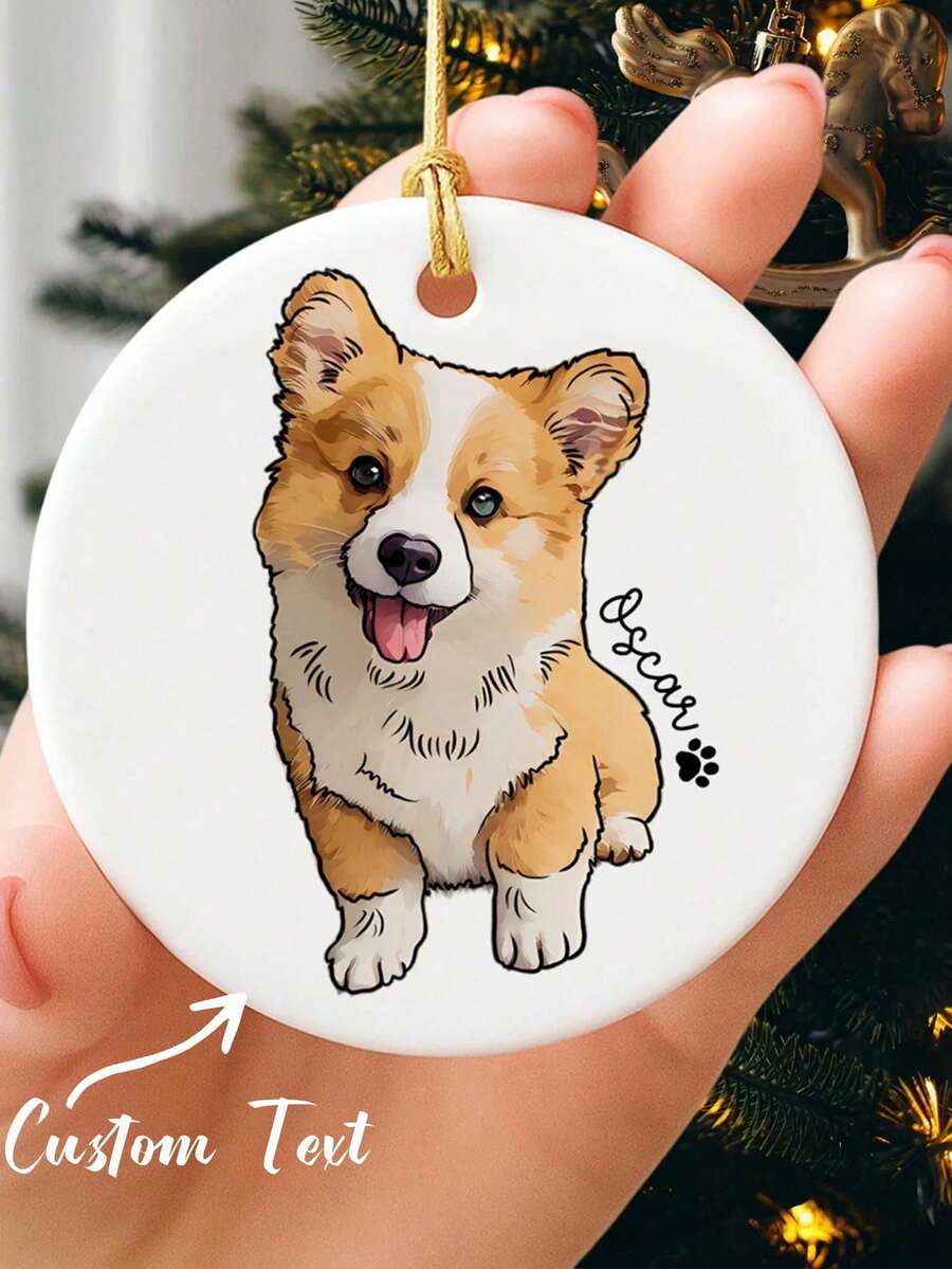 Adorno navideño personalizado con foto de perro, retrato de mascota en acuarela, decoración colgante, regalo para amantes de los gatos - Multicolor 7 - Ver 1
