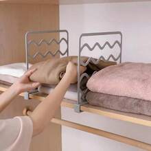 1pc Layered Wardrobe Divider, Thickened PP Material Sturdy And Durable, Vertical Layered Storage Doubles Space, Underwear Socks T-Shirts Classified And Stacked Clearly, Solves Wardrobe Height Waste And Inconvenient Access, Home And Dorm Storage Organizer - View 2