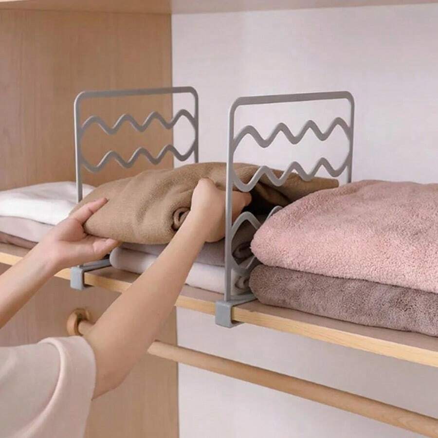 1pc Layered Wardrobe Divider, Thickened PP Material Sturdy And Durable, Vertical Layered Storage Doubles Space, Underwear Socks T-Shirts Classified And Stacked Clearly, Solves Wardrobe Height Waste And Inconvenient Access, Home And Dorm Storage Organizer