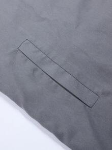 Men's Casual Versatile Woven Plain Grey Shacket Set - Light Grey - View 8