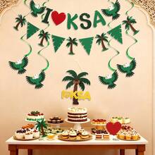 沙烏地阿拉伯國慶慶祝橫幅 I LOVE KSA 派對裝飾掛旗吊飾蝴蝶結吊飾 - 多色 - 查看 13