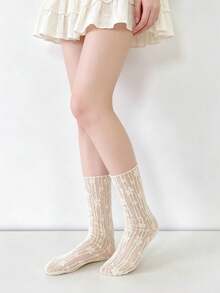 1/5 Pasang Kaos Kaki Musim Panas Tipis Aneka Warna Jala Motif Bunga Manis Gaya Lolita Setinggi Betis - MultiWarna - View 9