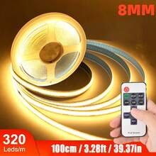 Acosh Neon USB LED Light Strip With RF Remote Control, Dimmable White/Warm White DC5V COB LED Light Strip, Remote Control Home Cabinet Decorative Light, 1/2/3/5m - Warm White - View 9