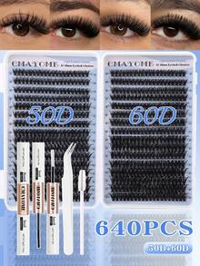 544/640 Clusters Fluffy Individual False Lashes, 10D‑80D Large‑Capacity Multi‑Spec Cluster Lashes. Multiple Styles For Natural & Dense Looks. Waterproof Lash Kit Comes With Matching Tools To Create Exquisite Makeup Effects. - Multicolor - View 17