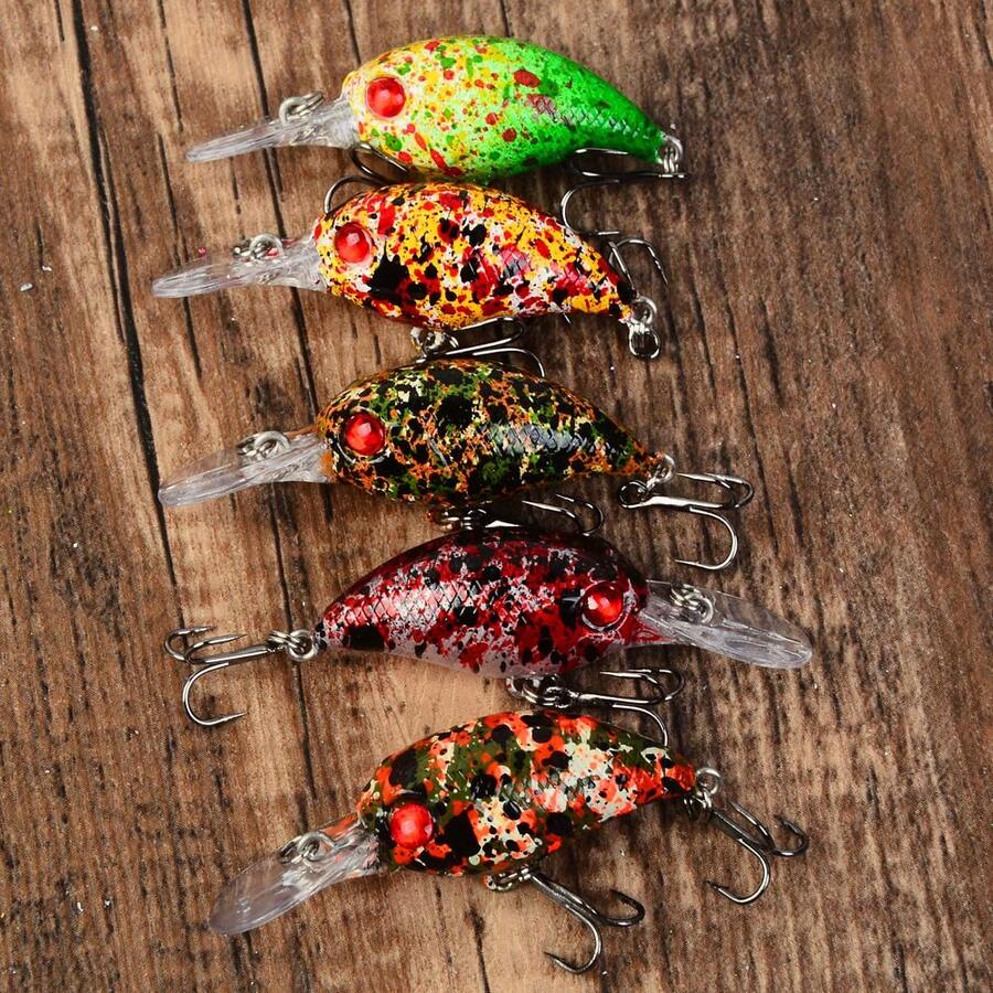 5pcs Micro Floating Small Lure Set, Rock Hard Bait For Stream Fishing, Realistic Fake Lures For Amur Perch And Bass - Multicolor - View 1