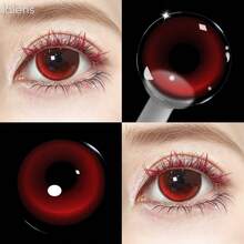 Lalens Rouge Feu Magenta Électrique Dramatique Cosplay Halloween Look Gothique 2 pièces Lentilles de Contact Cosmétiques Douces Port Semestriel DIA 14.20MM BC 8.6MM en Gros Pour Spectacle Anime Coser Performance Halloween Carnaval Accessoires Cosplay - Rouge ardent - Voir 4
