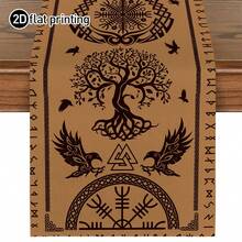 1pc Themed Table Runner, Viking Style Printed Microwave Dust Cover, Protective Cover, Rectangular Tablecloth, Washable, Suitable For Home Dinner, Coffee Table, Kitchen And Dining Room Decoration, Table Decor Party, Home Decor, Outdoor Patio Table Runner Decoration, Entryway Decoration, Fireplace Towel Decoration - Brown - View 13