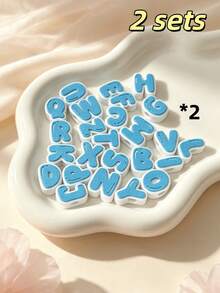 1pc 26 English Alphabet Dual-Color 3D Perforated Resin Beads, Handmade DIY Beading Accessories, Customizable Name Pet Collar Charms, DIY Name Bracelet Creative Jewelry Loose Bead Material - Multicolor - View 11
