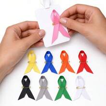 10pcs Multi-Color Awareness Ribbon Pins With Safety Pins - Satin Breast Cancer & Cause Support Brooches For Charity Events, Fundraisers & Remembrance Days - Ribbon Pin - View 6