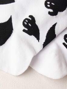 2 Pairs Women's Humorous Ghost Pattern Mid-Calf Socks/Short Socks, Suitable For All Seasons, Casual & Cute, Perfect For Daily Wear - Multicolor - View 3