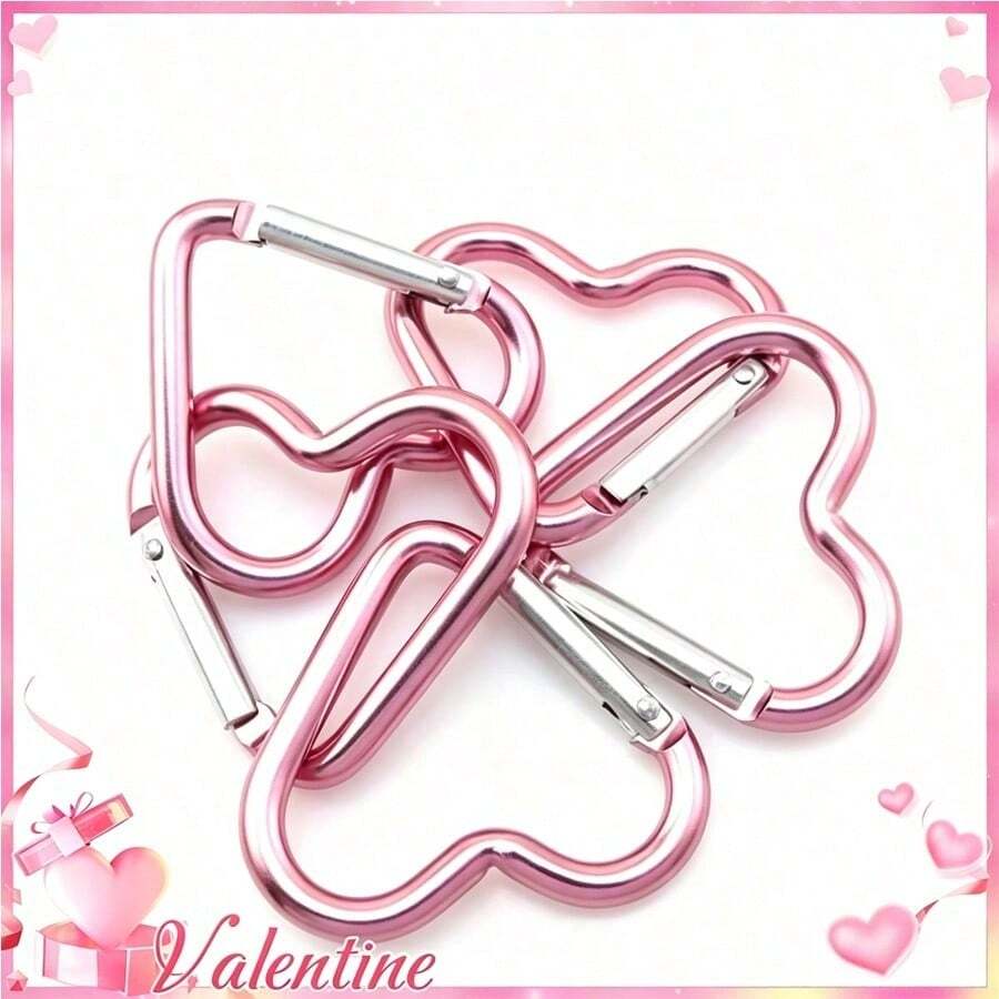 5PCS/ Girl Heart-Shaped Hanging Buckle, Wear-Resistant Spring Carabiner, Bag Key DIY Decoration Small Accessories - Multicolor - View 1