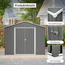 Storage Shed Metal Grey 8x6 FT - Robust Tool Shelter - 灰色 - 查看 5