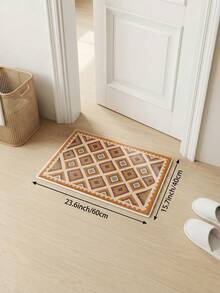 1pc Orange Geometric Rhombus Living Room Rug. Suitable For Kitchen, Dining Room, Bedroom, Holiday Decor, Indoor/Outdoor, Office, Lobby, Non-Slip Door Mat, Bathroom Rug, Hallway, Study Gaming Area Rug. - Orange - View 12