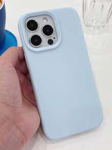 溝槽按鈕高品質液態矽膠手機殼，相容 iPhone 17 16 15 14 13 12 11 Pro Max，柔軟蠟感橡皮擦觸感，親膚舒適 - 淺藍色 - 查看 6
