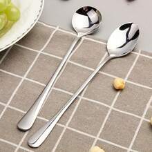 6 Long Handled Iced Tea Spoons, Mixing Spoons, Coffee Spoons, Stainless Steel Long Handled Circular Spoons Tableware, Can Be Machine Washed, Suitable For Home, Restaurant, Bar - View 4