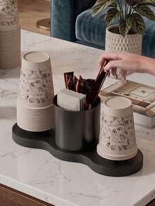 Desktop Disposable Cup Holder, Arranges Disposable Cups, Sugar Sticks And Tea Bags In One Place, Reduces Counter Clutter, Save Countertop Space,Ideal For Home Kitchen, Coffee Corner, Office, Dorm, Small Apartment And Commercial Beverage Counter. - Multicolor - View 6