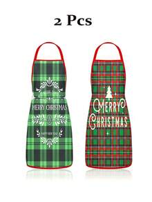 4Pcs Buffalo Plaid Christmas Kitchen Aprons Set, Reindeer Polar Bear Jingle Bells Printed Adjustable Cooking Chef Aprons, Xmas Holiday Decor Aprons For Women Men Home Baking Grilling Gift - Multicolor - View 7