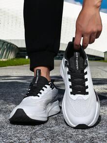 Men's Running Shoes - Breathable Fabric Upper, Lightweight Non-Slip Sole, Low-Top Cloth Lining Suitable For Hiking And Outdoor Activities - White and Black - View 3