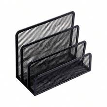 Black Metal Mesh Desktop Organizer With 3 Compartments For Documents And Letters, Durable Iron Stand For Office And Home, 17.5x8x13CM - A - 查看 9