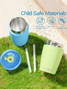 2 Pack Kids & Toddler Cups Spill Proof, 12 OZ Insulated Sippy Cups For Toddlers Boys Girls, Stainless Steel Kids Water Bottle With Twist Lids & Straw - Lemon & Strawberry - View 7