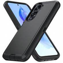 军用级防震基础手机壳，军用级防摔重型坚固防摔减震耐磨全方位保护手机壳，坚固的三合一保护壳，兼容、Galaxy、荣耀国际版（非国内版）春季礼物 - 黑色 - 查看 81