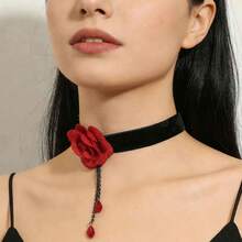 1pc Cross-Border Hot-Selling Lace Necklace - Red - View 2