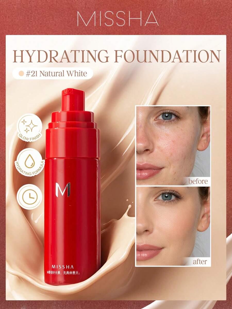 MISSHA M Glamour 液態貼合粉底液 35ML – 完美膚感妝效,輕盈可疊加遮瑕,自然光澤且全天舒適,保濕妝底,適合日常使用與送禮 - 21#21 Natural White - 查看 1