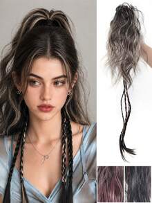 Messy Wavy High Ponytail With Hair Clips, Gradient Hair Extensions, Hair Accessories Perfect For Women's Holiday And Party Looks. - Multicolor - View 1
