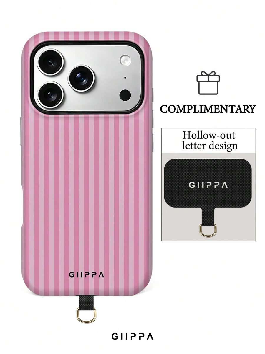 GIIPPA 1組淡粉色與粉色條紋設計手機殼+保護墊,相容 Phone 17 Pro Max,亦相容 Phone 16 Pro Max、15 Pro Max、14 Pro Max,韓系高端時尚趣味手機殼,相容 11/12/13/14/15/28 Pro Max Plus,優雅設計適合男女使用,送給女友的聖誕節、情人節、復活節、婚禮季與生日完美禮物 - 深粉紅色 - 查看 1