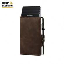 1pc RFID Anti-Theft Auto Pop-Up Card Holder, High-Quality Men's Large Capacity 6-Card Slots Multi-Function Bank Card Wallet, One-Button Pop-Up Card Extraction Convenient, Anti-Demagnetization Portable Card Case, Business Commute Coin Storage, Available In Carbon Fiber / Retro Leather, Ideal Gift For Father's Day, Valentine's Day, Teacher's Day - A - View 15