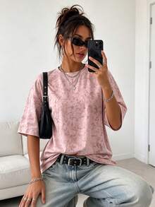 Couple Matching Fashion Loose Short Sleeve T-Shirt | Exquisite Design | Summer Essential | Easy To Style | Show Your Style - Pink - View 5