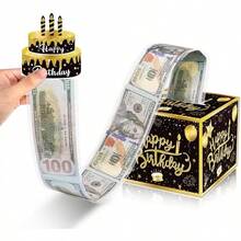 創意抽鈔生日驚喜盒，黑金配色高級生日派對裝飾，DIY抽拉鈔票驚喜禮品套組 - A - 查看 6