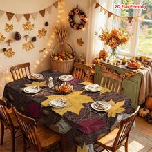 1/2pcs Autumn Tablecloth, Autumn Maple Leaf, Pine Needle, Acorn, Birch Bark Pattern Polyester Tablecloth, Suitable For Dining Room, Dining Table, Coffee Table, Kitchen, Picnic, Camping, Country Farmhouse Decor, Tabletop Protection And Autumn Holiday Decoration - Multicolor - View 12