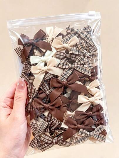 20pcs Plaid Bow Hair Clips For Girls, Non-Damaging Hair Accessories, Versatile For Daily Wear And Back To School