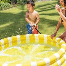 Inflatable Lemon Pattern Round Pool, 3-Ring PVC Wading Pool For Garden And Outdoor, Yellow And White, 147 X 33 Cm, 330 L Capacity - A - 查看 5